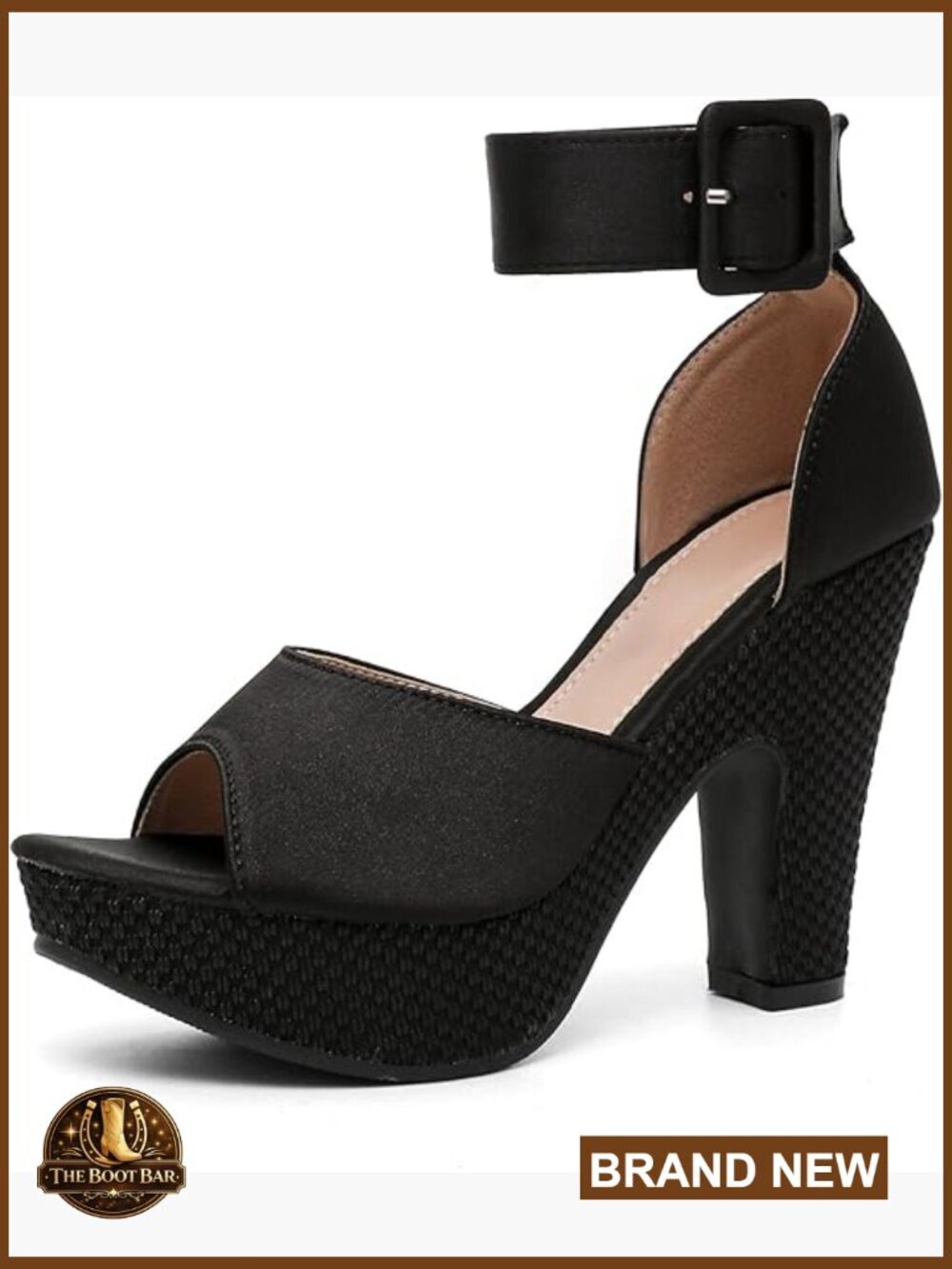 Platform Block Heel Sandals Peep Toe Ankle Strap Dress Wedding Shoes Pumps